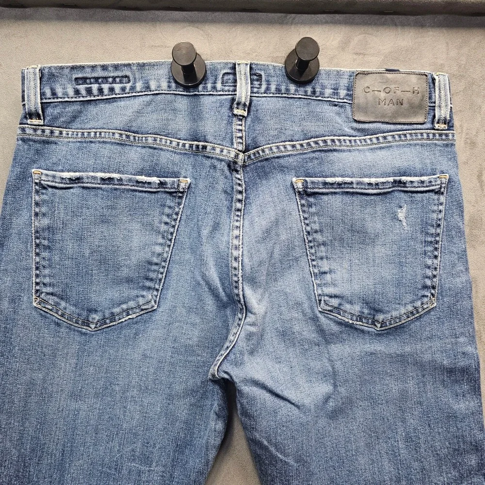 Citizens of Humanity Core Slim Straight Mens Blue Distressed Jeans Size 34